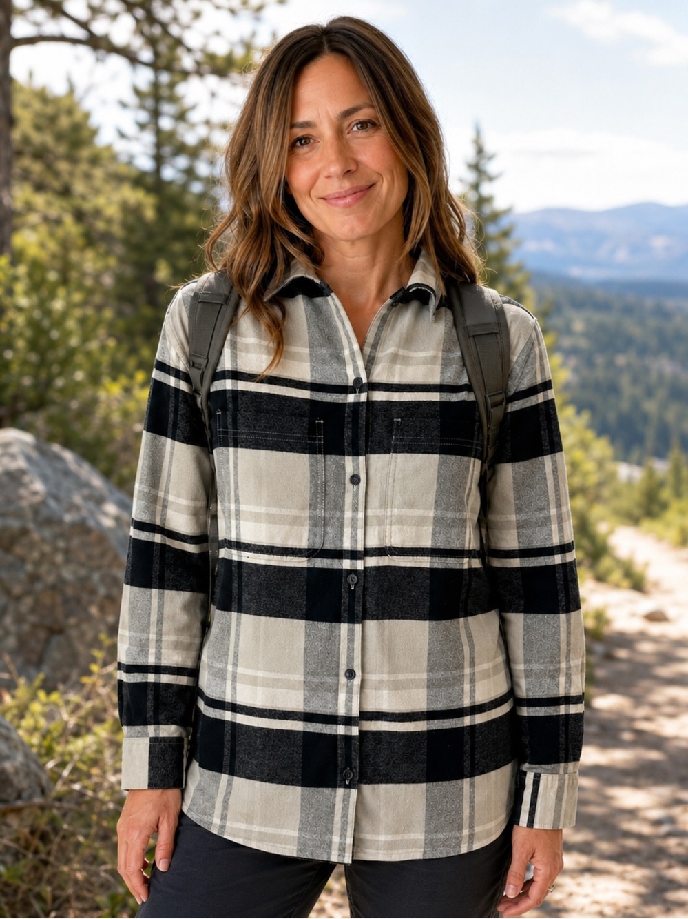 Mountain Hardwear Plaid Button Front Shirt Womens M 100% Cotton Gorpcore Outdoor